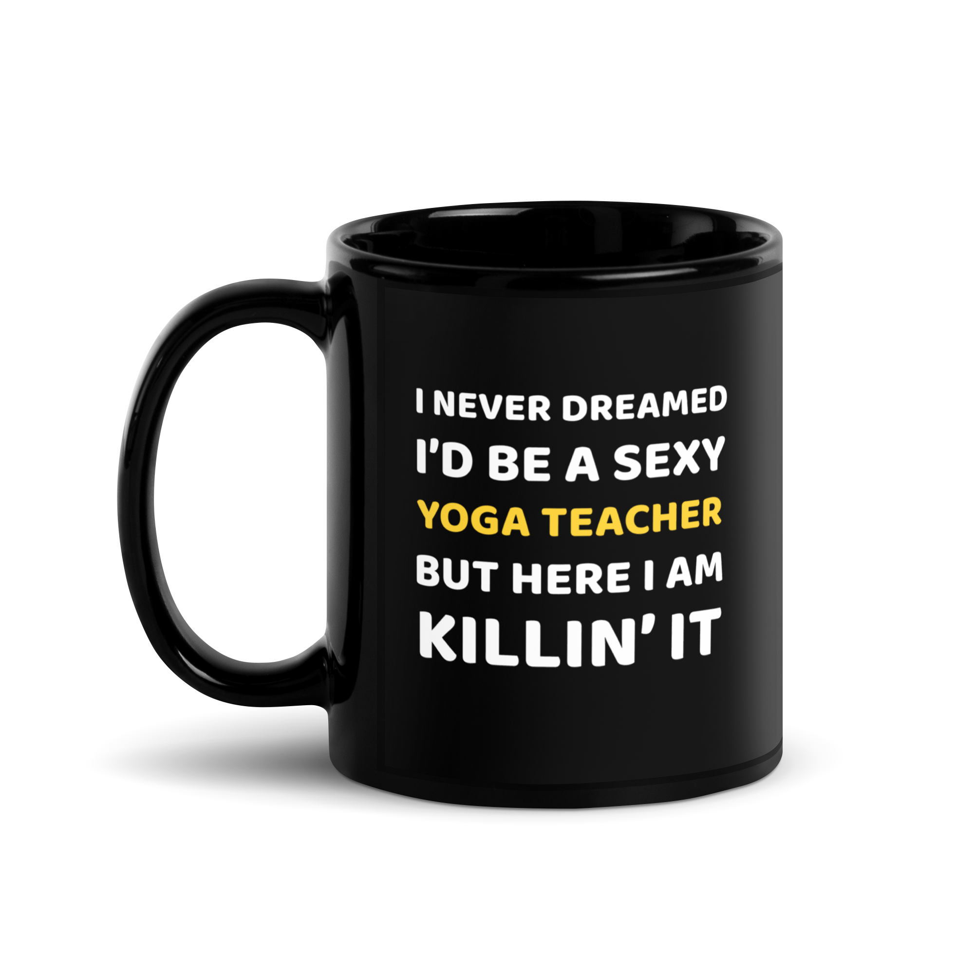 Sexy Yoga Teacher | Black Glossy Mug - Image 2