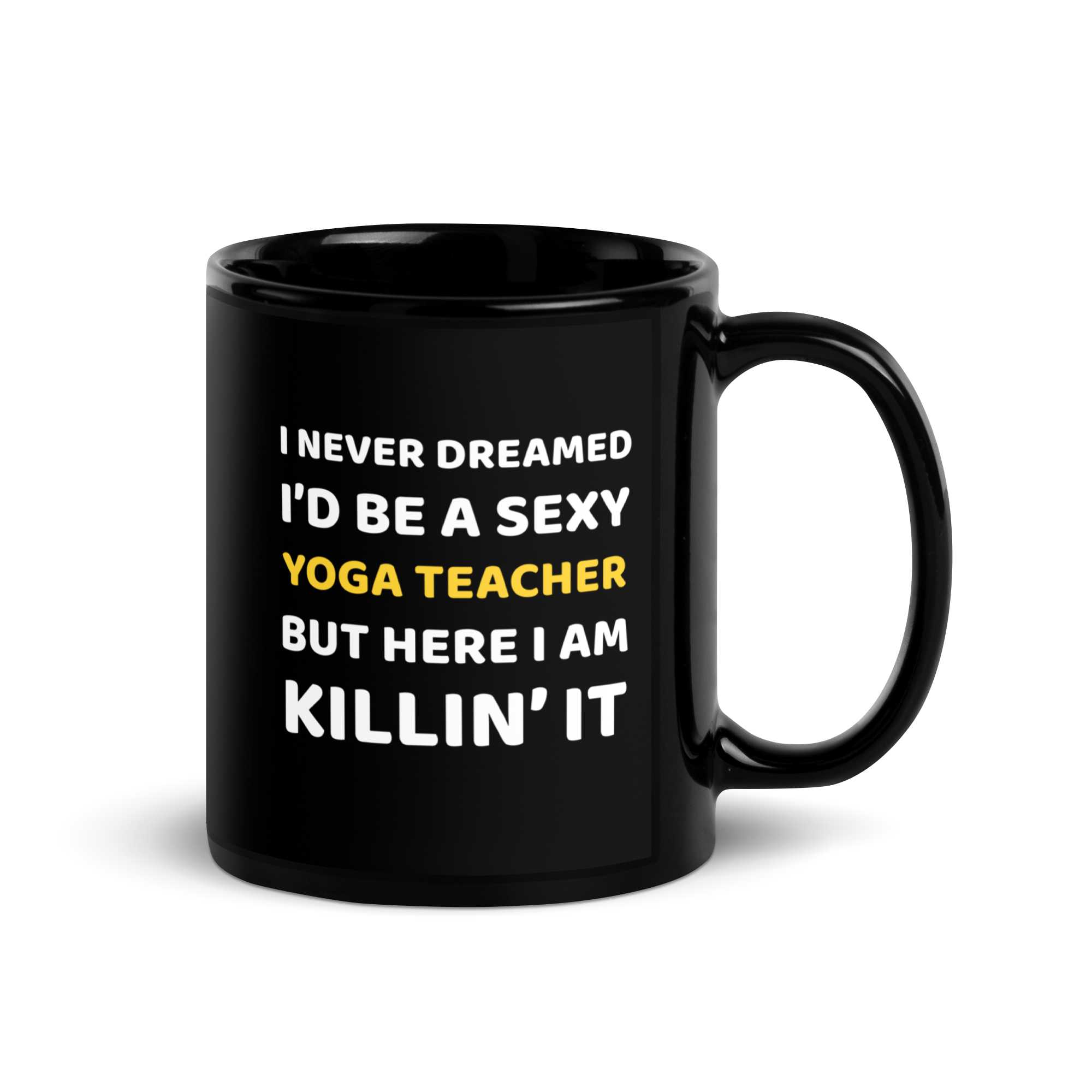 Sexy Yoga Teacher | Black Glossy Mug